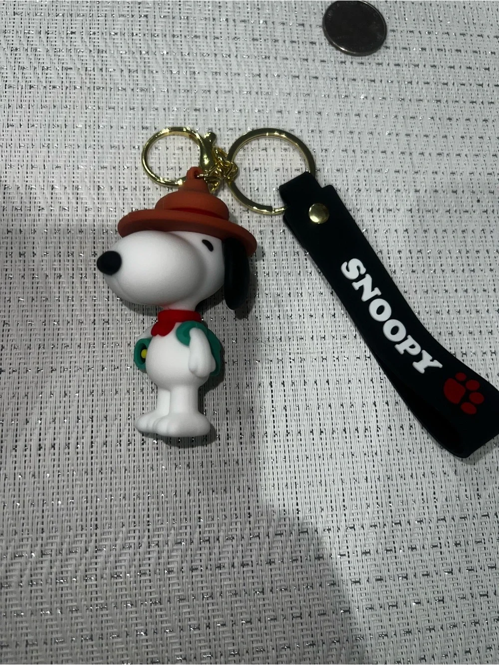 Peanuts Snoopy Beagle Scout 3D Rubber Keychain Bag Charm Wristlet Strap NWOT